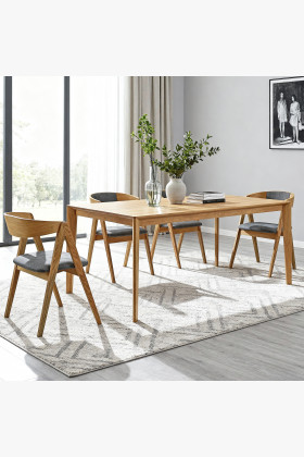 Tömör tölgyfa étkezőgarnitúra 180x90 cm asztal + 4 Maja szék